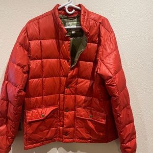 Eddie Bauer Mens LARGE Goose Down Button Up Puffer